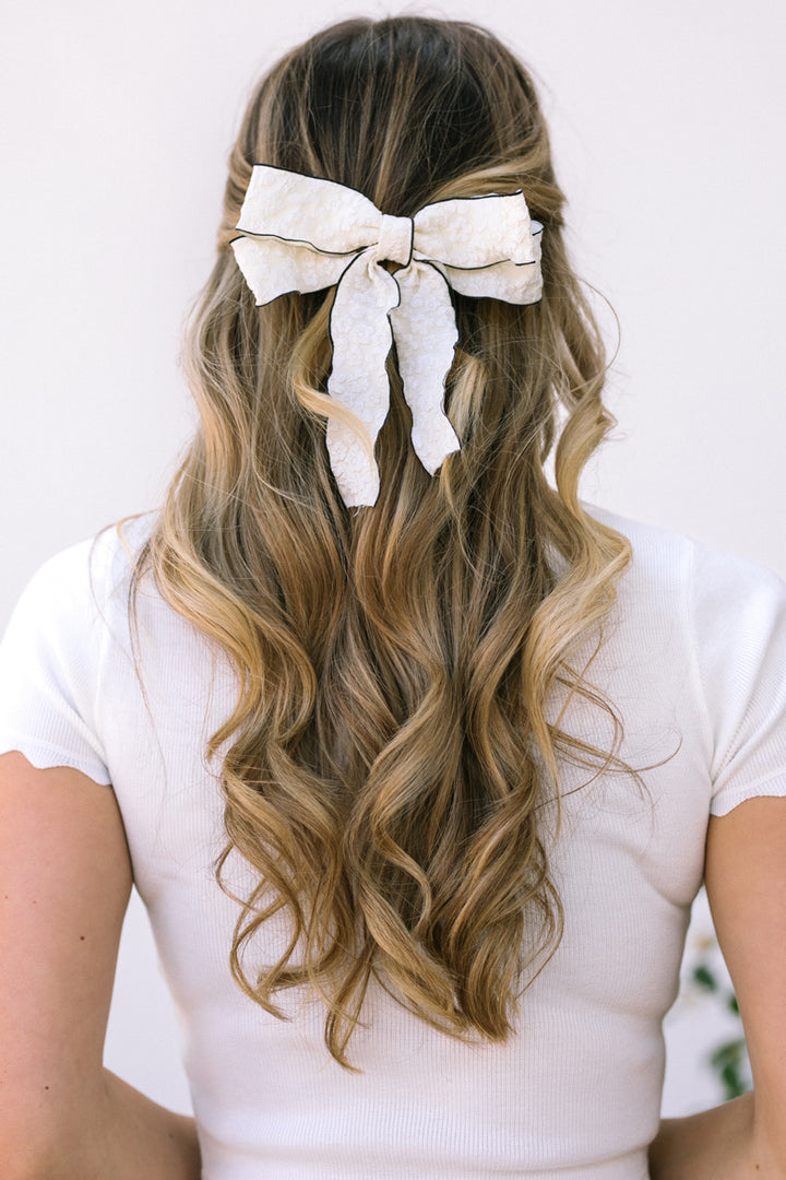 Tammy Embossed Flower Bow Hair Clip