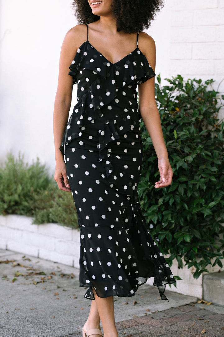 Dominique Dotted Ruffled Dress