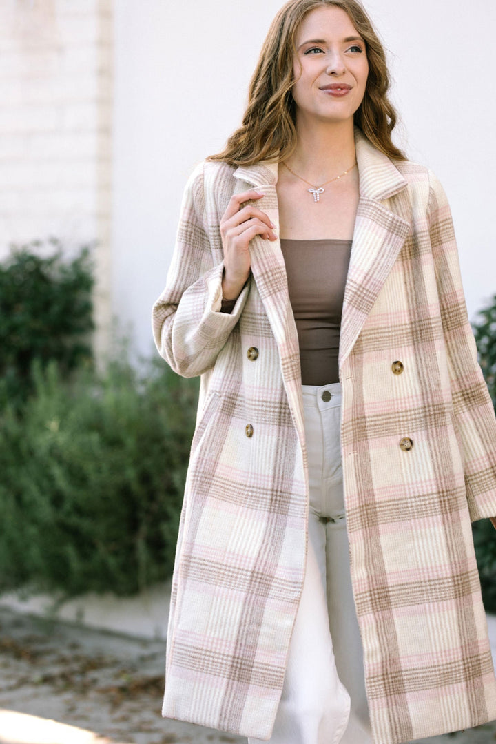 Joan Plaid Double Breasted Coat