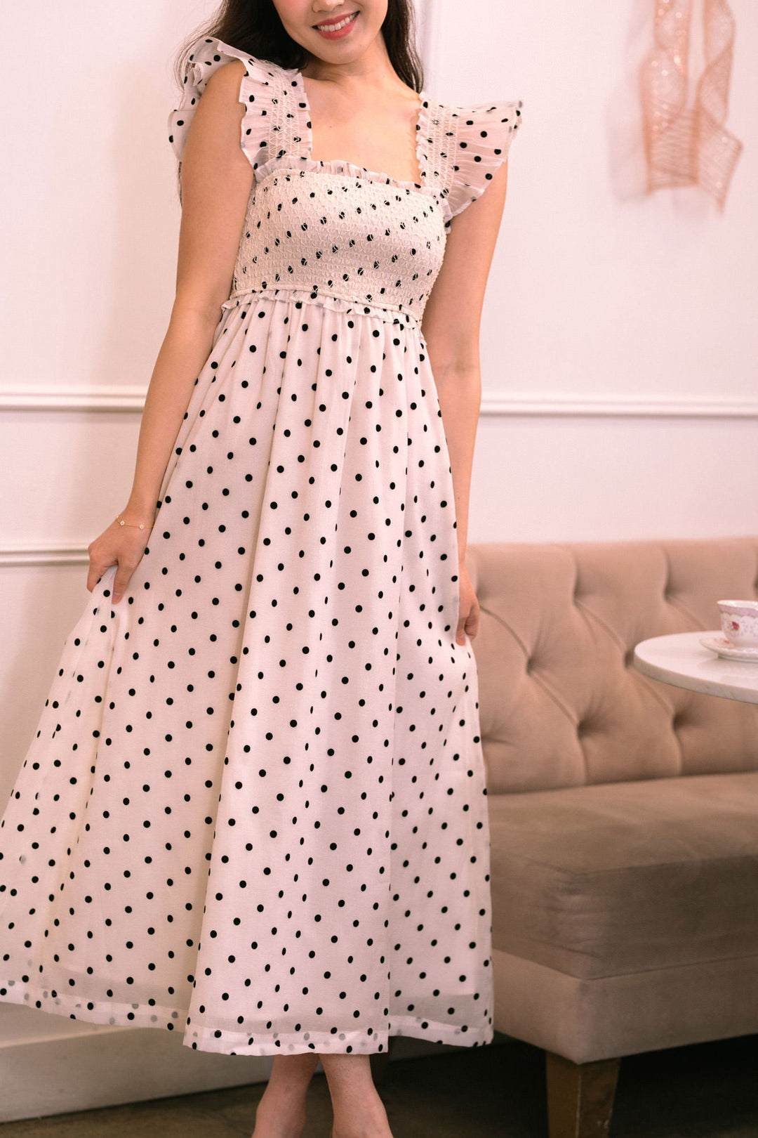 Rosario Dotted Midi Dress