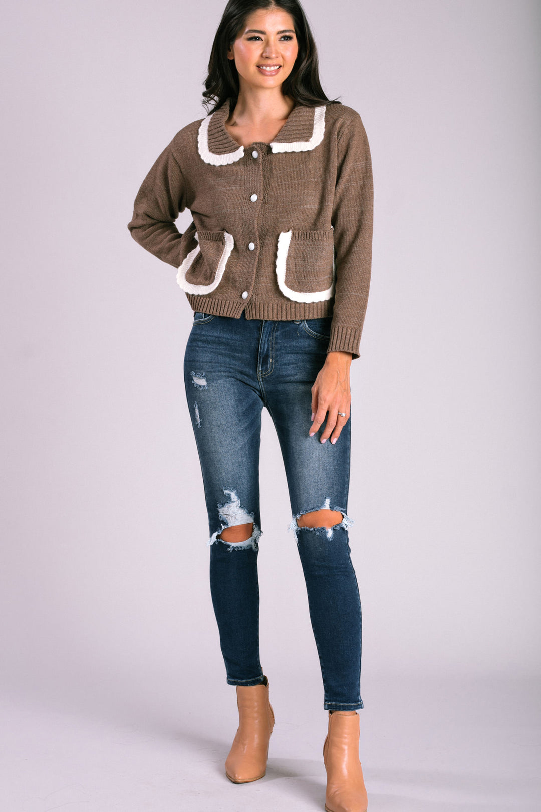 Kelly Collared Knit Cardigan