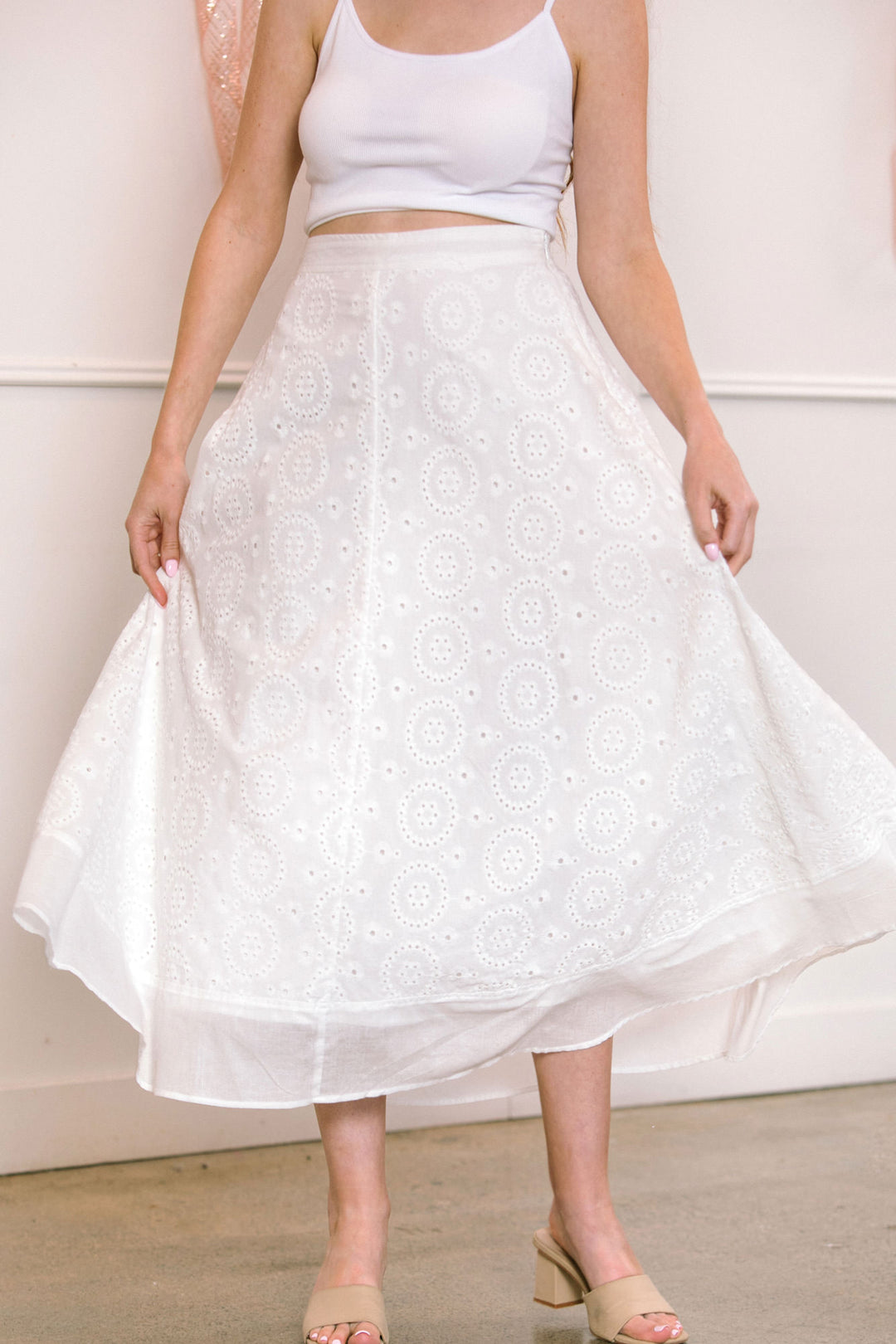 Dorothea Eyelet Midi Skirt