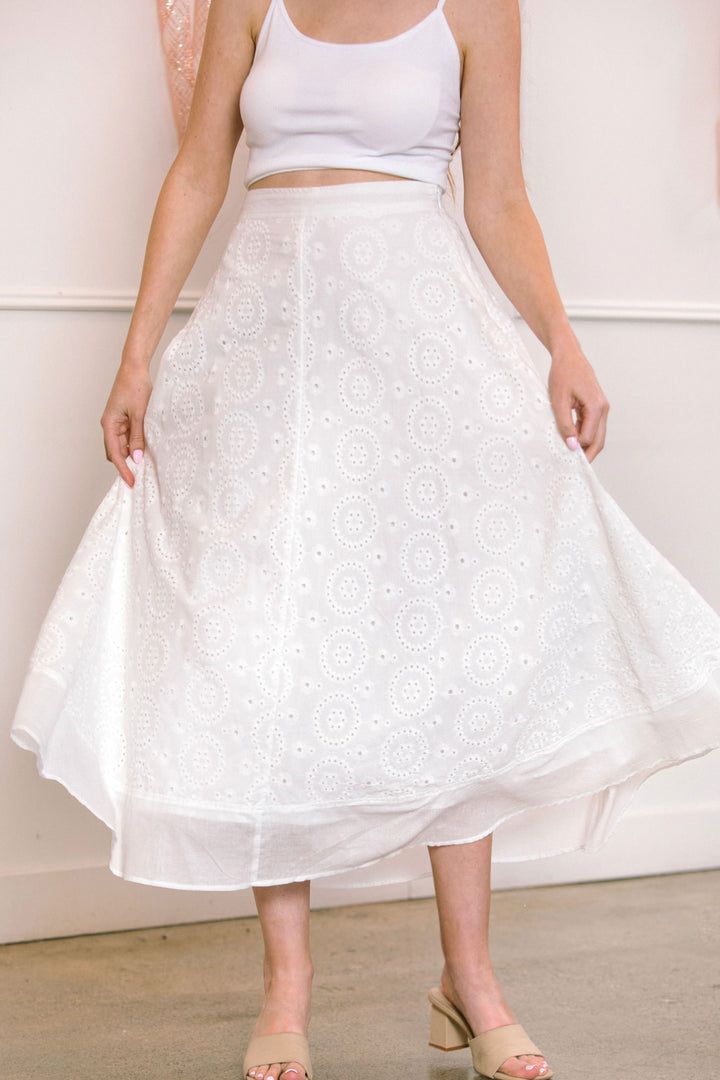 Dorothea Eyelet Midi Skirt