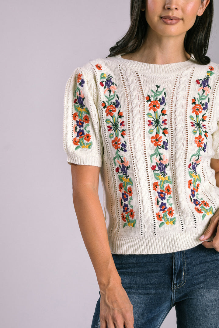 Lucille Embroidered Knit Top