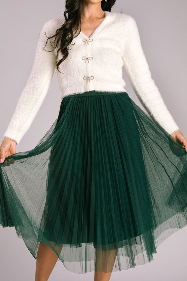 Vienna Pleated Tulle Midi Skirt