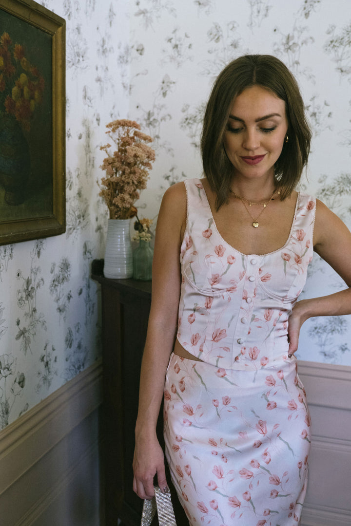 Priscilla Bustier Floral Tank