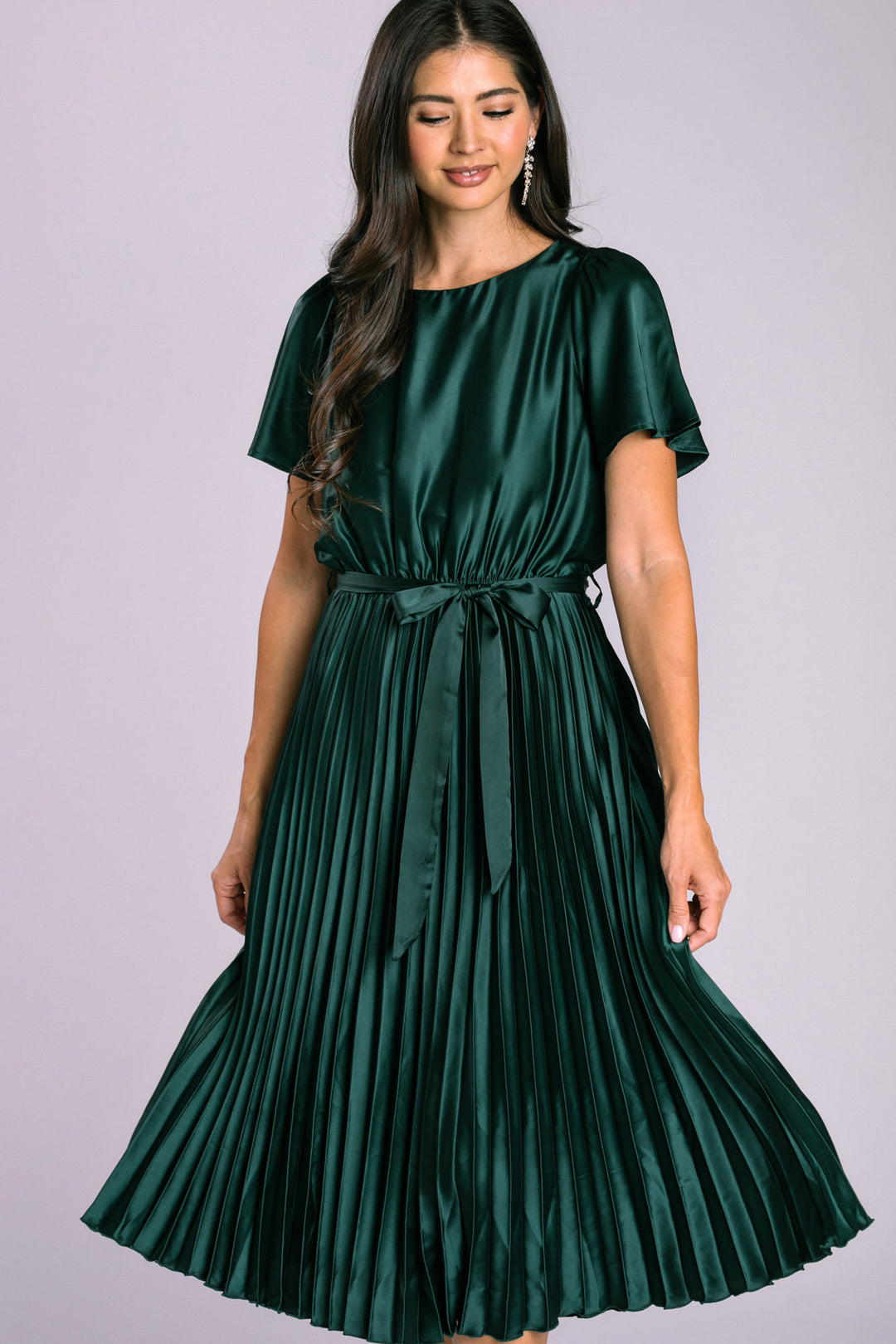 Selena Satin Pleated Dress