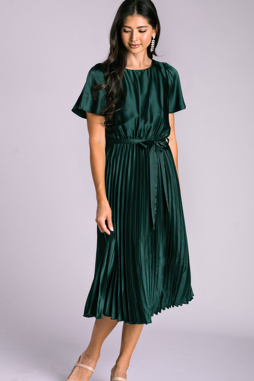 Selena Satin Pleated Dress