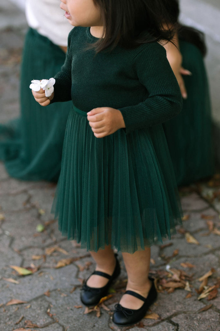 Kids Ribbed Tulle Dress