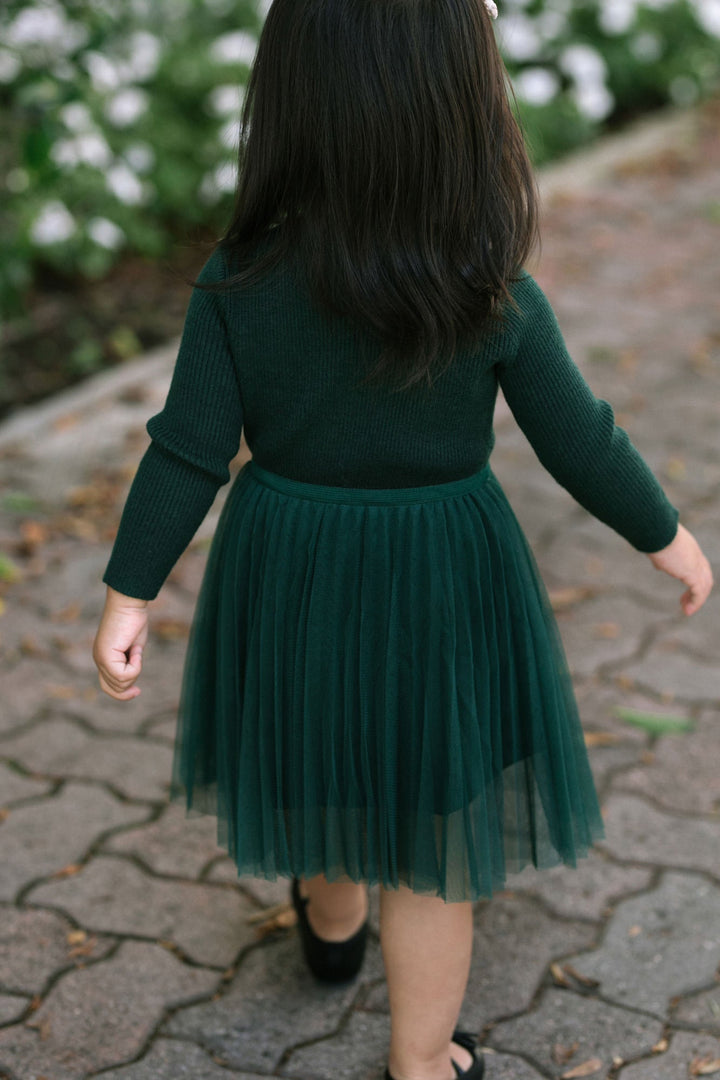 Kids Ribbed Tulle Dress