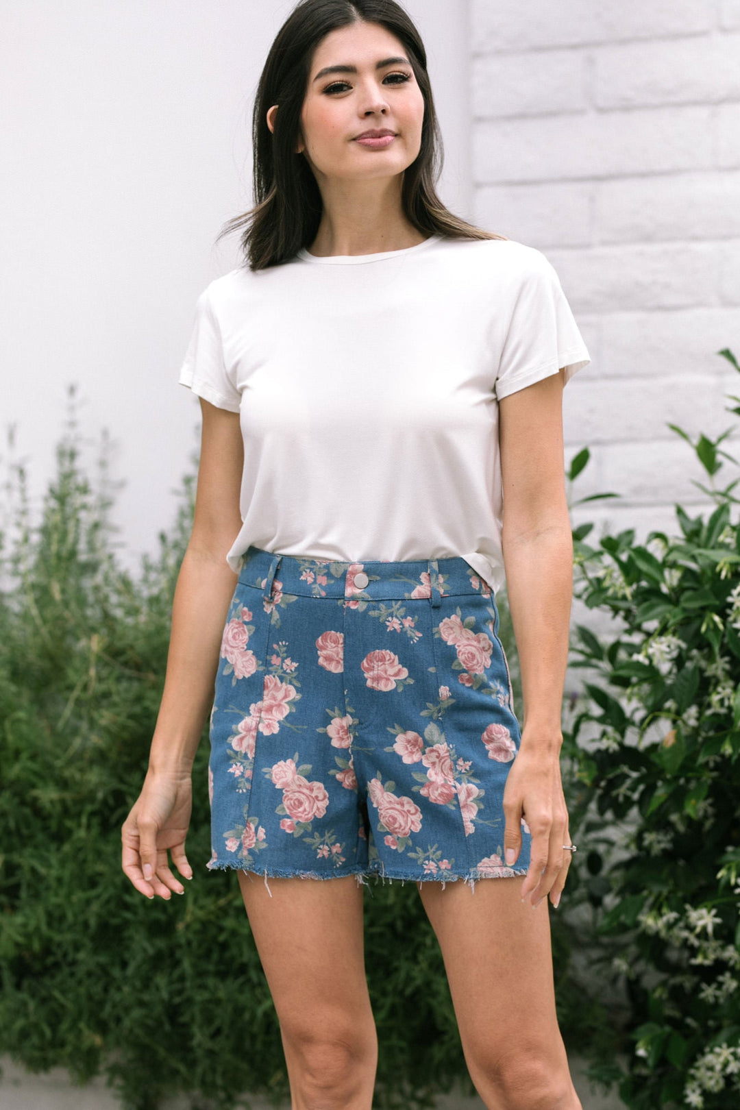 Pia Floral Denim Shorts