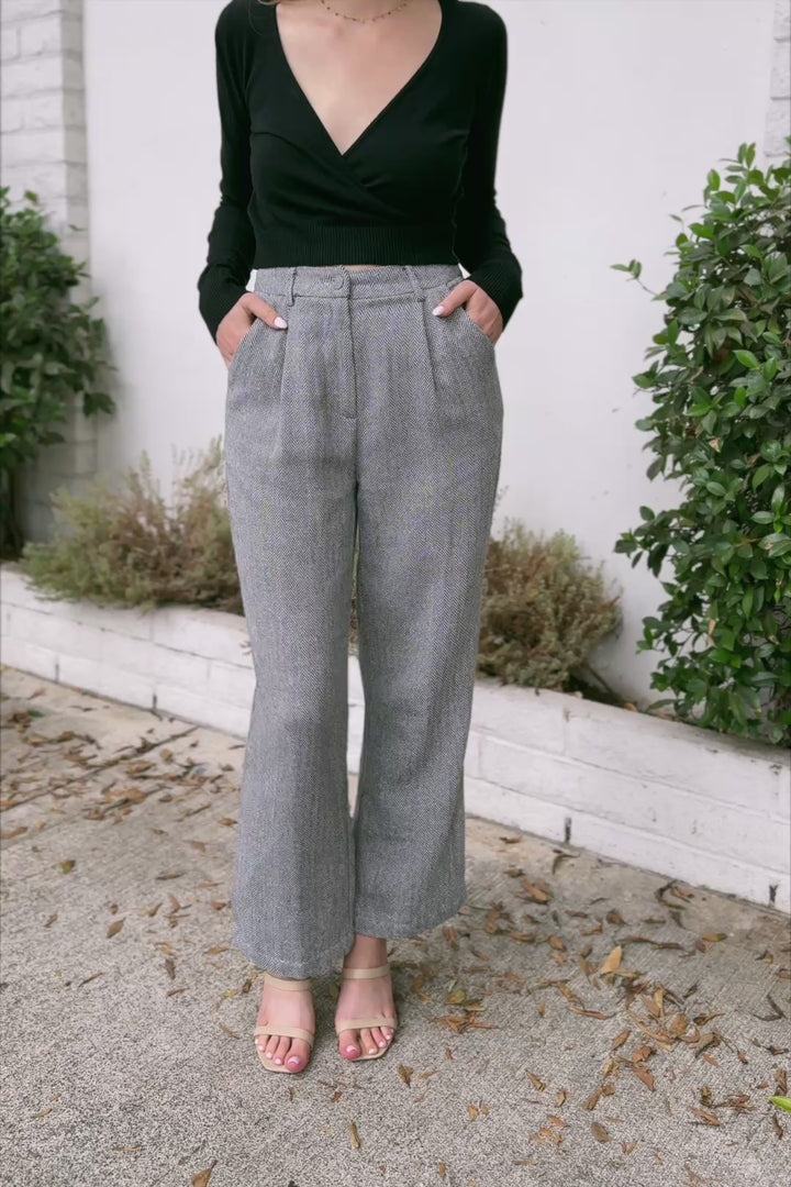 Abigail Herringbone Woven Trousers