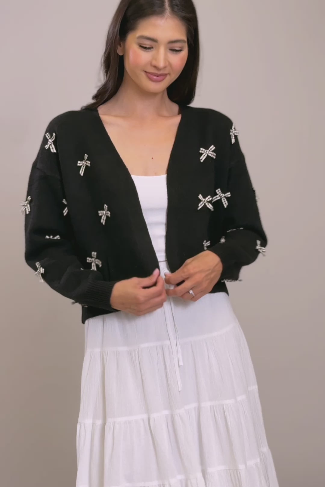 Odalis Bow Open Cardigan