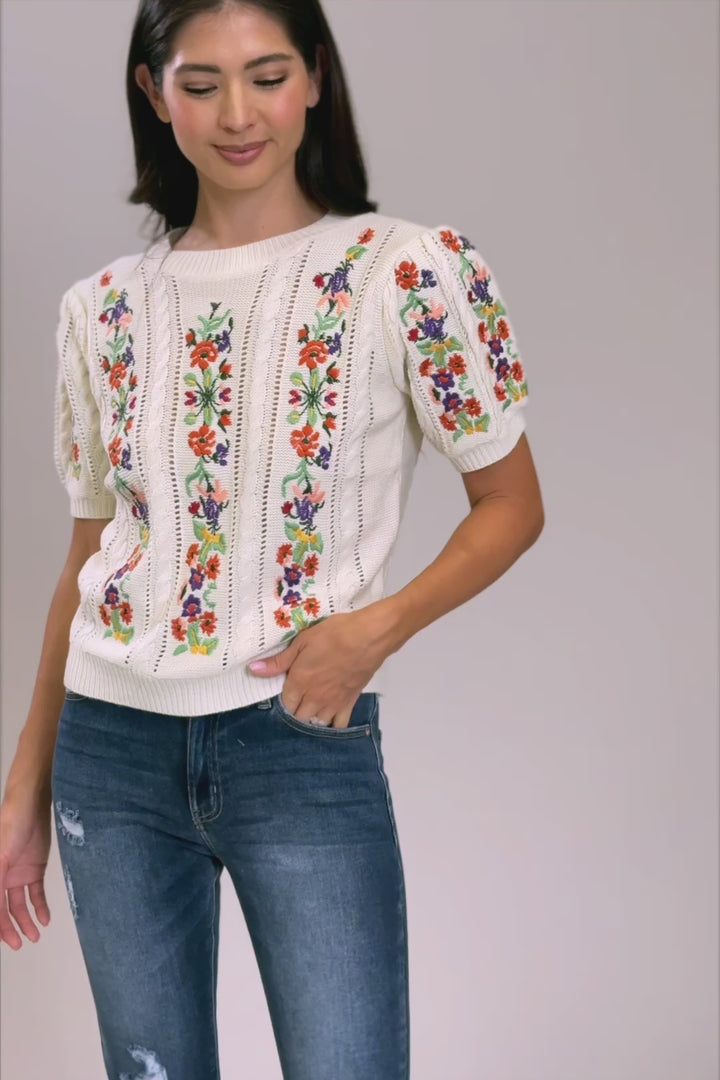 Lucille Embroidered Knit Top