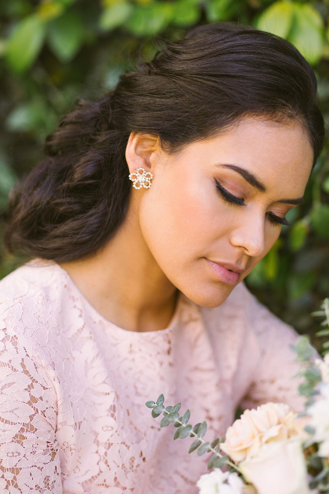 Emmy Gold Crystal Flower Earrings Earrings Joia Crystal